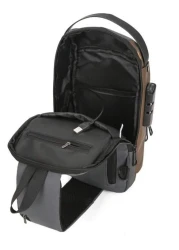 حقيبة دراجة نارية جديدة مع قفل بكلمة مرور، حقيبة مضادة للسرقة للرجال تُرتدى على الصدر ذات واجهة USB، للرياضة وا