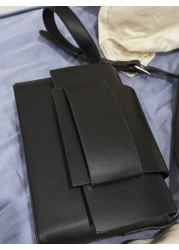 peach tree Men s Box Shaped Crossbody Bag Shoulder Bag Square Bag Business PU Waterproof Flap Bag Wallet