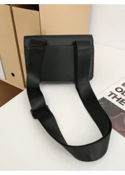 peach tree 1pc Casual Minimalist Solid Color Adjustable Strap Outdoor Travel Holiday Flap Cover Water Resistant Lightweight PU Crossbody Bag Unisex Design From Peach Tree Christmas Men Bag Vacation Tr