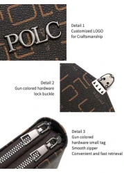 POLC Business Floral Print Men s Messenger Bag For Commuting Fashion Letter Flap Small Card Holder Phone Pouch PU Leather Large Capacity One Shoulder Bag Hanging Bag Small Square Bag Double Zipper Pho