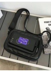 حقيبة كتف رجالية كبيرة السعة ومقاومة للبلى ، مزودة بسحاب ناعم غير عالق ، مناسبة للتنقل والدراجة الخ