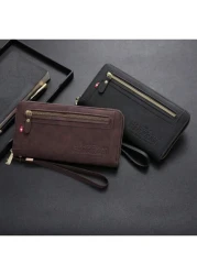 CarrKen 1pc Men s Essential Casual Zipper Handbag Large Capacity Phone Wallet With Multiple Pockets Card Slots Gift For Boyfriend Father Son