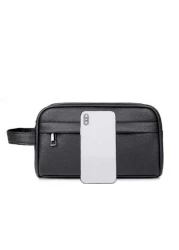 New Men s PU Leather Business Casual Clutch Bag Large Capacity Fashion Versatile Wristlet Suitable For Shopping Short Distance Travel