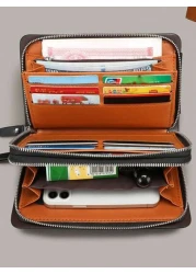 gorchis حقيبة كلاتش جلد التمساح متعددة الوظائف كبيرة الحجم، مع فتحات بطاقات متعددة، سوستة مزدوجة، محفظة للهاتف،