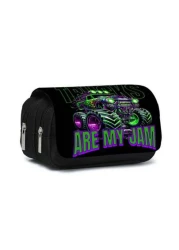 حقيبة قلم قابلة للطي من طبقتين مطبوعة بطراز الشاحنة