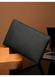 gorchis New Style Men s Clutch Bag Black Toiletry Bag Large Capacity Business Hand Carry Bag Simple Versatile PU Leather Underarm Envelope Bag With Multi Card Slots Fashion Man Bag
