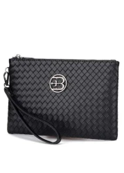 Braiding Style Men PU Leather Wallet Purse Money Credit Card Holders Men Wallet Money Bag Business Casual Handbag Wristlet Bag Underarm Bag Envelope Bag Square Bag Student Travel Winter Large Capacity