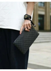 PU Leather Printed Clutch Bag Handheld Bag Wristlet For Men