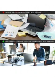 قطعة واحدة محفظة أعمال DIY من الجلد الصناعي بسحاب مع لوح كتابة بحجم الرسالة والحافظة A4، ملف وحافظة منظمة مقابلة