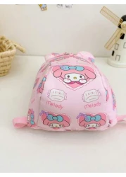 Sanrio KT Cat Nylon Kids Backpack Cute Mini Girls Bag Lightweight Cartoon Pattern Pouch Zipper Closure Kitty Dog Little Girl Schoolbag Suitable Gift Bag For Friends Gathering Travel Bag For Outing