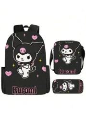 Sanrio 3D Fully Printed Cartoon 3 Piece Backpack Primary School Bag Children s Lunch Bag Pencil Bag Set Anime Kawaii Cartoon School Bag For Travel Storage Bag Makeup Bag Cosmetic Bag Vacation Organize