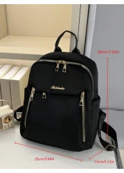 1pc All Black Metal Zipper Nylon Backpack Fashionable And Versatile For Casual Sport School Travel And Date Use For Girl Backpack School Bag S Bag S Backpack Toddler Backpack Mini Backpack Small Backp