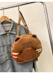 1pc Soft Plush Adorable Capybara Backpack Big Children Casual Plush Backpack School Bag Variable Crossbody Bag Adjustable Strap And Zippered For Travel Shoping Parties Holidays Supermarket Festive Eve