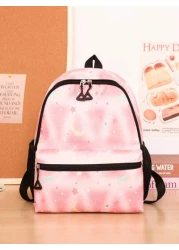 1pc Backpack Nylon Zipper Closure New Cute Schoolbag Dreamy Colored All Match Backpack Cartoon Backpack Suitable For Daily Outings Outings Perfect Gift For Boys And Girls
