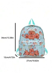 1 حقيبة ظهر من النايلون مغلقة بسوستة ذات تصميم أنيق وجميل للكابيبارا، مع أحزمة كتف قابلة للتعديل مريحة متعددة