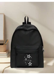 1pc Backpack With Colorful Paw Print Pattern Zipper Closure Pockets Backpack Suitable For Boys And Girls Daily Use For School And Outings