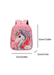 1pc Cute Backpack Nylon Cloth Double Zipper Closure Summer New Style Pink Rainbow Unicorn Schoolbag Fashionable Cartoon Backpack Comfortable Shoulder Strap Large Capacity Multifunctional Suitable For