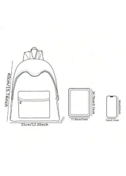 1pc Colorful Bow Backpack With Pockets Zipper Closure Suitable For Boys And Girls Stylish Everyday Use Backpack For School And Outdoor Activities