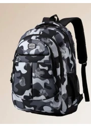 حقيبة ظهر أساسية للأولاد في موسم المدرسة، بتصميم بألوان الكامفلاج. متوفرة بأربعة ألوان: أسود وأزرق وأحمر وأخض