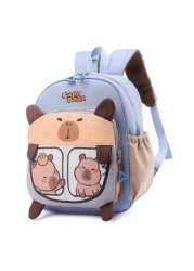 قطعة واحدة من قماش الأكسفورد بسحاب، حقيبة ظهر برسوم كرتونية طريفة لحيوان الكابيبارا، خفيفة الوزن وتحمي العمو