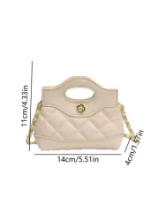 1 Pc New Style Girls Solid Color Diamond Quilted Pattern Pu Small Crossbody Bag Metal Strap Magnetic Closure Fashionable And Versatile For Outings Shopping Gatherings Or As A Gift For Friends