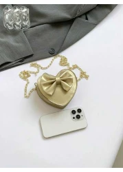 1pc New Cute Girl Niche High End Pu Heart Bow Crossbody Bag Can Be Carried By Hand And Fashionable New Bag Fresh And Dopamine Color Matching Youthful Girl Style Can Be Cross Body Shoulder Strap Is Adj