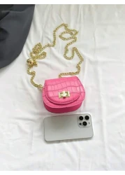 1pc New Cute Girl Niche High End Pu Mini Crossbody Bag And Fashionable New Bag Fresh And Dopamine Color Matching Youthful Girl Style Can Be Carried By Hand Or Across The Body Metal Chain Casual And Fa