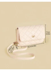 1pc Girl s Plaid Stitching Shoulder Bag With Metal Butterfly Decorative Chain And Flap Cover Cute Fashionable Sweet Princess Crossbody Bag Ideal For Daily Use School Parties And Travel