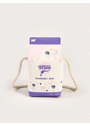 1pc Kids Pink Strawberry Cow Print PU Milk Carton Cute Cartoon 3D Fashion One Shoulder Crossbody Bag Suitable For Daily Use