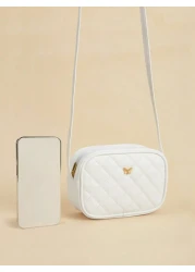 1pc Girls Metal Bowknot Diamond Grid Stitching Simple Versatile Lightweight Shoulder Crossbody Bag