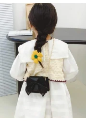 1pc Fashion Children s Bag Girl Bow Crossbody Bag Cute Princess Style Coin Purse Pu Material Magnetic Buckle Closure With A Sweet Bow Pattern Crossbody Bag Suitable For Girls To Go Shopping Attend Par