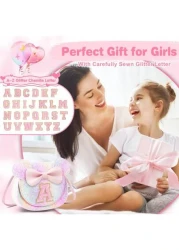 Toddler Purse Little Girl Purses For S 1 2 3 4 5 6 7 8 Year Old Birthday Gifts Cute Bow Purses Crossbody Shoulder Bag Personalized Initial Glitter Letter Coin Purse Christmas Gifts