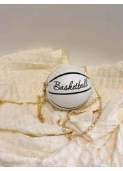 Mini Kids Shoulder Bag Unisex Basketball Patterned Crossbody Bag With Chain Strap Cute And Versatile Bag For Baby Outings