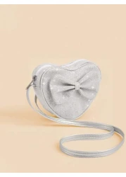 1pc Kids Girls Fashion Heart Bowknot Crossbody Bag Girls Mini Coin Purse