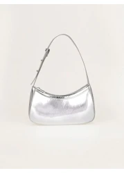 1 حقيبة يد من المرآة الفضية، حقيبة جلد لامعة انعكاسية، حقيبة كتف