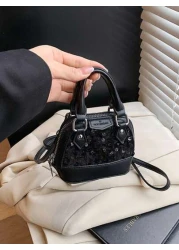 New Mini Sequin Shell Handbag Fashion Mini Tote Bag Shiny Small Crossbody Bag Ultra Small Purse