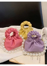 New Style Cloud Shaped Mini Princess Pearl Handbag Children Handheld Bag Shoulder Bag Accessory