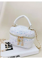 1pc Bucket Bag Diamond Bag High End Parent Child Handbag Fashionable Personalized Multifunctional Bag Cartoon Cute Flower Sequin Chain Handbag Niche Design Shoulder Crossbody Suitable For Shopping Tra