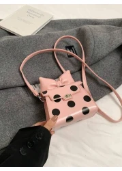 1 قطعة حقيبة شفاه صغيرة أنيقة وجميلة ذات نقوش دائرية فرنسية عصرية ذات حمالة واحدة وحمل متقاطع، مناسبة للفتيات