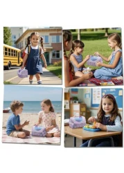 Super Powerful Girls Essentials 1pc Cartoon Animal Design Lunch Bag Girl Insulated Bento Box Double Layer Compartment Handbag Can Hold Hot Cold Food Inner Layer Keeps Warm Fresh Cool Large Capacity Od