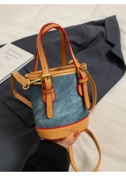 Mini Dual Strap Bucket Bag Crossbody Bag Handbag Mini Makeup Bucket Storage Bag Super Mini Bag Mainly Used For Hanging Decorations Relatively Small Capacity