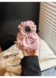 New Fashion Cloud Bag Mini Princess Bow Handbag Totes Crossbody Accessory Pouch Bow Decor Evening Bag