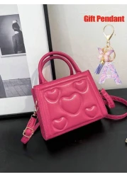 1pc Vintage Heart Quilted Handbag Casual Shoulder Crossbody Bag For Daily Use 1pc Purple Gift Pendant