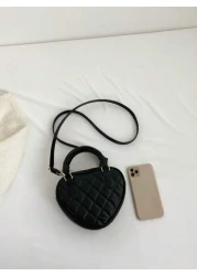1pc Pu Zipper Closure Fashion Sweet Fresh Heart Shaped Quilted Handbag Versatile Casual Bag Niche Design Adjustable Shoulder Strap Versatile Not Picky Ideal Holiday Gift Suitable For Daily Use To Atte