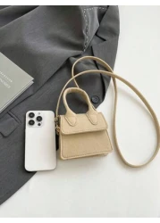 قطعة واحدة حقيبة صغيرة صغيرة جذابة بمغناطيس للفتح والإغلاق، كاجوال عملية متنوعة على الكتف من لون واحد ، حقيبة