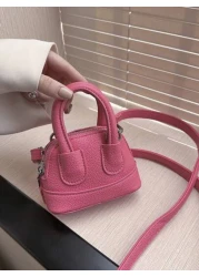 1pc Litchi Pattern Small Shell Children s Candy Color Mini Crossbody Lipstick Bag Crossbody Coin Purse Comfortable Fabric Light And Compact The Internal Space Is Very Open Suitable For Daily Use