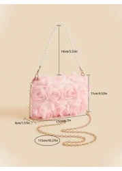 1 قطعة حقيبة يد للبنات مطرزة بالأزهار من الشيفون، رومانسية وحلوة للتنقل، متعددة الاستخدامات للحفلات والسهرات