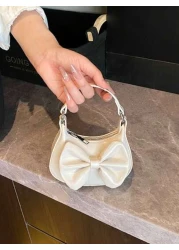 New Bowknot Mini Semi Circle Handbag Fashion Crossbody Bag Bowknot Super Small Lipstick Pouch Bowknot Coin Purse