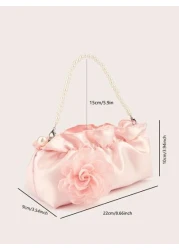 1pc Ruffle Cloud Mobile Phone Coin Purse Floral Pearl Hand Held Clutch Bag