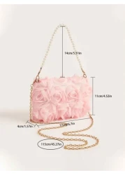 New Pearl Flower Decor Evening Clutch Handbag Shoulder Cross Body Bag For Formal Dresses
